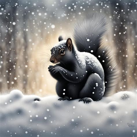 Snowy Squirrel - AI Generated Artwork - NightCafe Creator