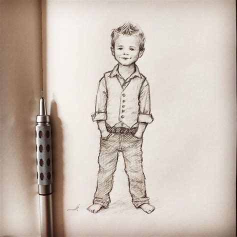 Little boy drawing. Quick sketch. #kiddrawing #kidsillustration #childrenillustration # ...