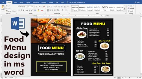 Food Menu design using ms word | Ready to Print | How to make Restaurant Menu Card Design ms ...