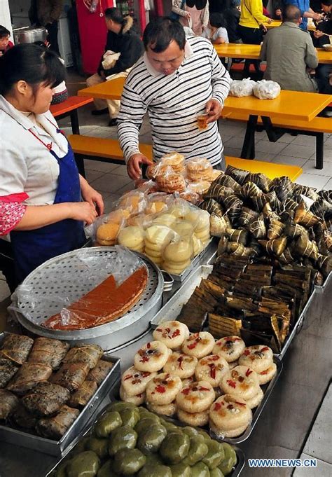 Photo taken on Dec. 1, 2013 shows traditional snacks at a restaurant in ...