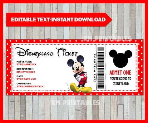 Fake Printable Disney Tickets