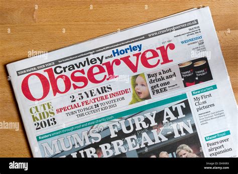 The front page of the Crawley and Horley Observer local newspaper Stock Photo: 62298878 - Alamy