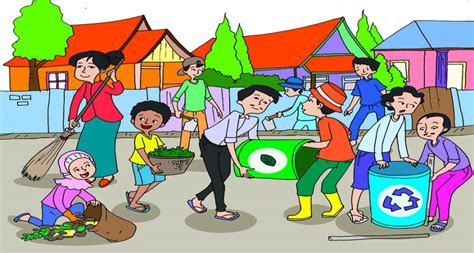 Gambar Kerja Bakti Kartun - 54+ Koleksi Gambar