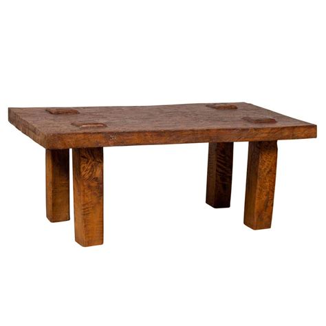 Vintage Indonesian Rustic Wooden Coffee Table with Square Legs and Raised Joints at 1stDibs ...