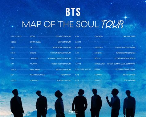 BTS Announce The Dates And Locations For Their "MAP OF THE SOUL WORLD TOUR"