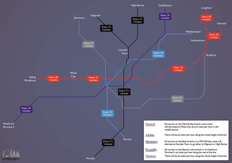 A Map Of Night Tube Train Frequencies | Londonist