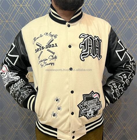 Custom Logos Wool Leather Letterman Jackets Custom Embroidered Chenille ...