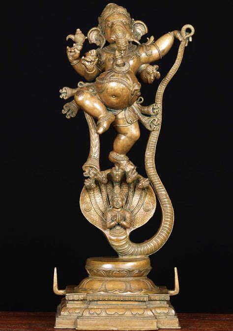 SOLD Bronze Kalinga Ganesha Statue 21" (#64b6): Hindu Gods & Buddha Statues