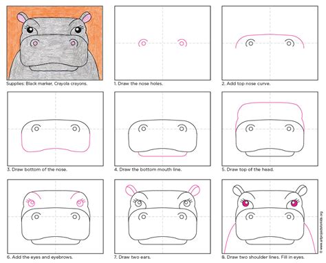 Draw a Hippo Face · Art Projects for Kids