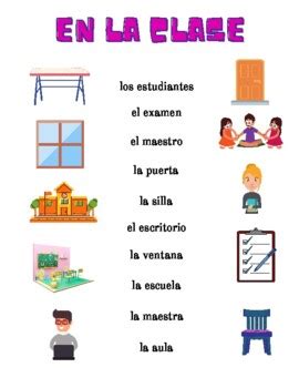 Spanish Class Vocabulary by Emily Fontaine | TPT