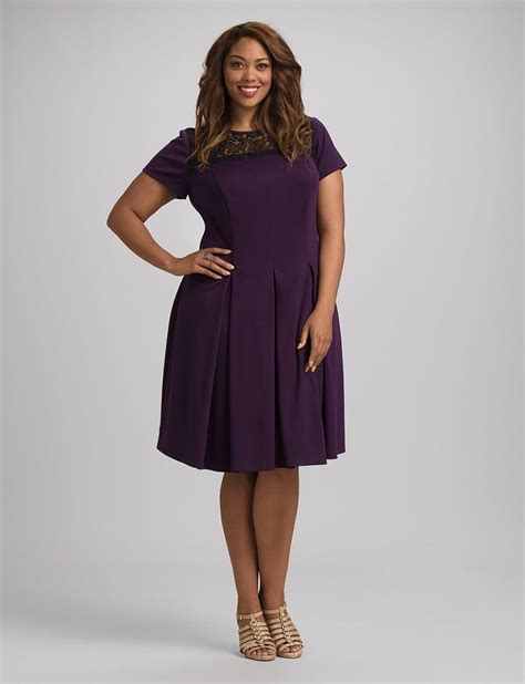 Pleated Lace Neck Dress | Dress Barn | Plus Size Pretties! | Pinterest