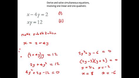 IGCSE Cambridge 0580: Quadratic Simultaneous Equations, Complete Square ...