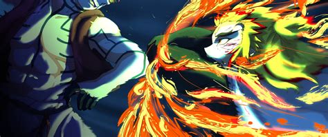 2560x1080 Resolution Kyojuro Rengoku VS Akaza HD Demon Slayer: Kimetsu no Yaiba 2560x1080 ...