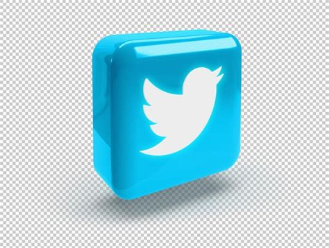 Free PSD | 3D rounded square with glossy Twitter logo