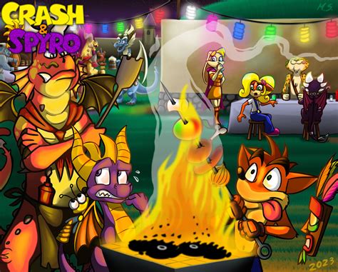 Crash and Spyro: August by MagzieArt on DeviantArt