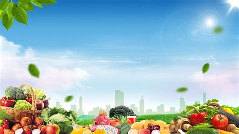 Fruit And Vegetable Food Safety Promotion Background Material, Blue, Fruit, Vegetables ...