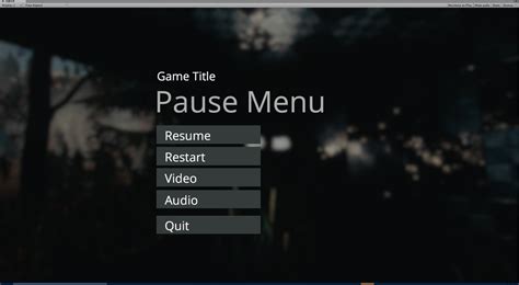 [WIP] Unity Open Source Pause Menu | Unity Community