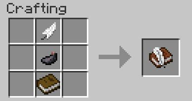 Crafting recipe for Book and Quill (from Snapshot 12w17a) : r/Minecraft