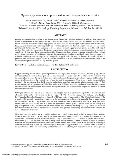 (PDF) Optical appearance of copper clusters and nanoparticles in zeolites