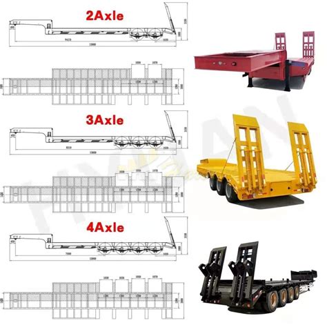 High Quality 4 Axles 60 Ton Lowbed Semi Trailer