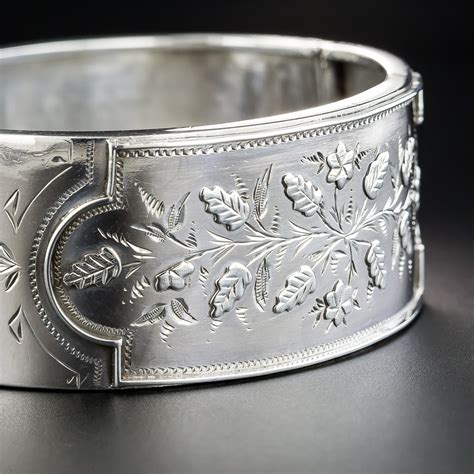 Sterling Silver English Victorian Wide Bangle Bracelet