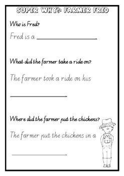 Super Why Farmer Fred Differentiated Comprehension Sheets *Vic Mod Cursive*