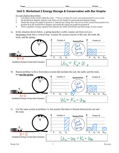 Work Energy Bar Charts Worksheet - Chart Examples