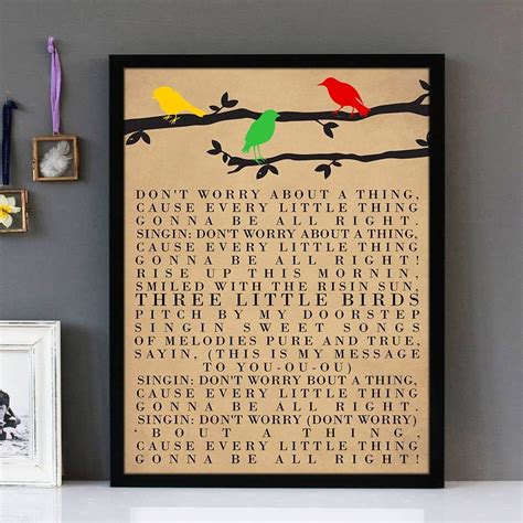 "Three Little Birds" Bob Marley - Framed Lyrics Wall Art