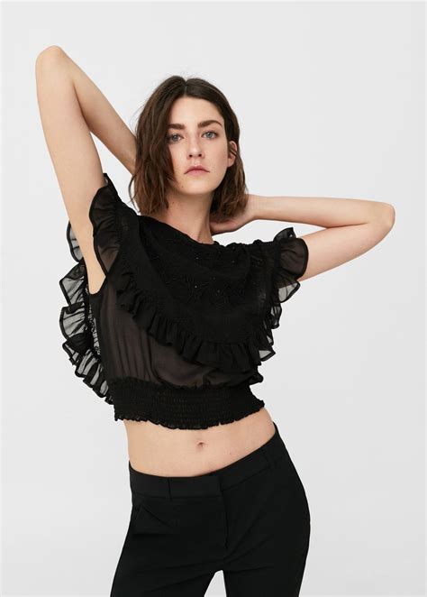 Embroidered tulle blouse - Women | Fashion, Blouses for women, Mango ...