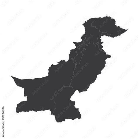 Pakistan map on white background vector, Pakistan Map Outline Shape ...