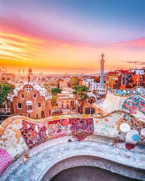 Sunrise over Park Güell, Barcelona : MostBeautiful