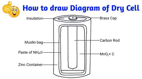 how to draw dry cell step by step | how to draw diagram of dry cell - YouTube