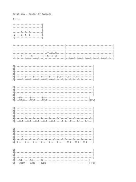 METALLICA-Master of Puppets Tabs | PDF | Song Structure | Chess