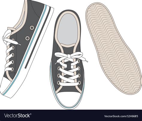 Grey sneakers Royalty Free Vector Image - VectorStock