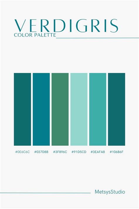 Verdigris Color Palette in 2024 | Green colour palette, Cool color palette, Color schemes colour ...