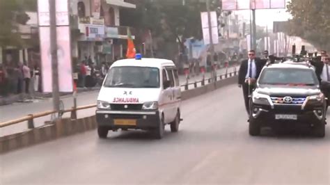 Prime Minister Narendra Modi convoy gives way to ambulance during ...