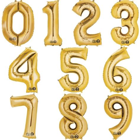 Anagram Gold Number Balloons 0-9 | Party Save Smile