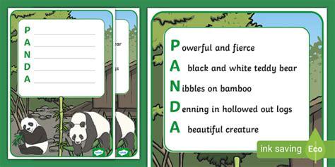 Panda Acrostic Poem Example Template (teacher made) - Twinkl