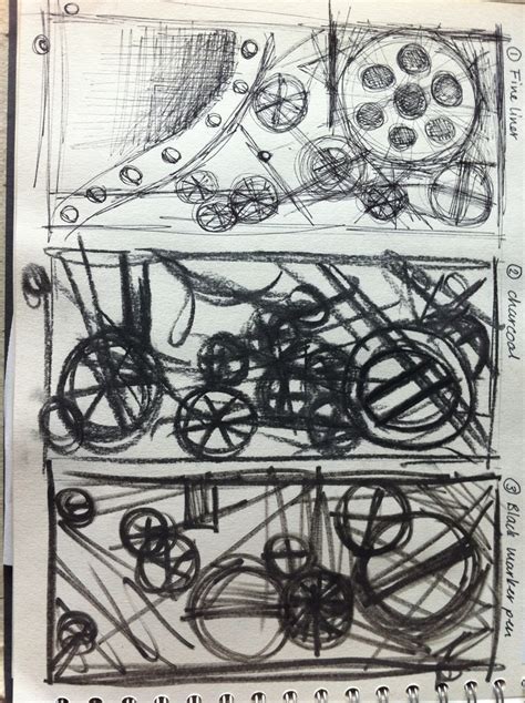 Tinguley style drawings of cogs and gears in fine liner, charcoal and felt pen | Mechanical art ...