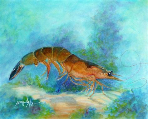 Dancing Shrimp Painting by Wendy Shelley Studios