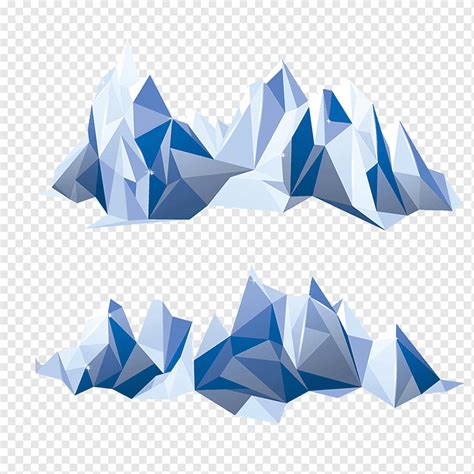 Two geometric snow mountains illustration, Polygon Mountain Geometry Iceberg, Iceberg pattern ...