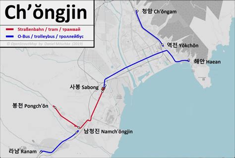 Tranvía de Chongjin : Horario : Mapa : Paradas : Tarifas » Tranvías