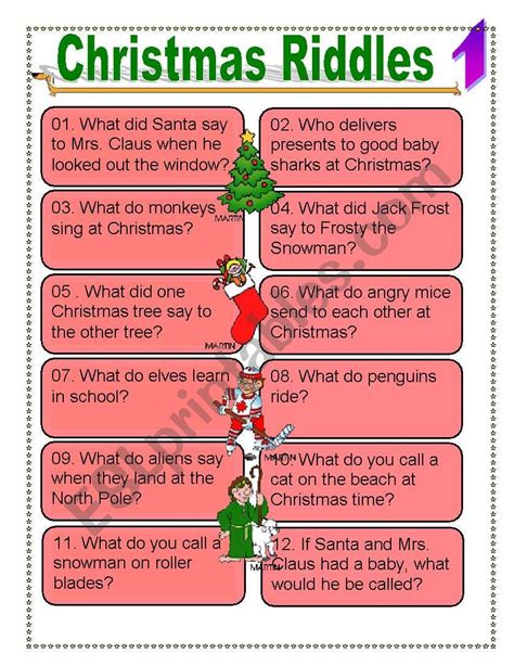 Christmas Riddles Worksheet – AlphabetWorksheetsFree.com