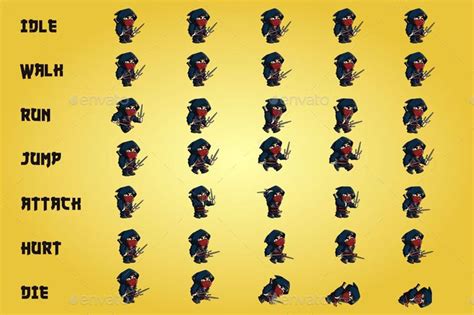 Ninja 2d Game Character Sprites 238 Game Character Sp - vrogue.co