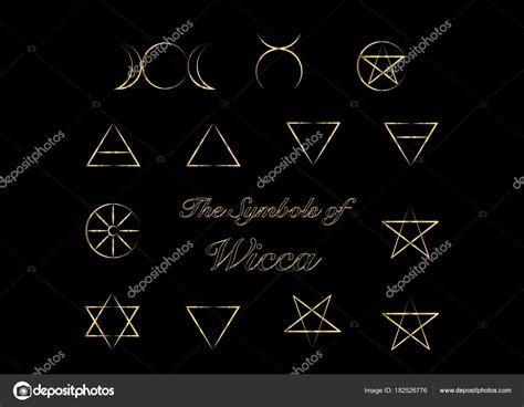 Golden Set of Witches runes, wiccan divination symbols. Ancient occult ...