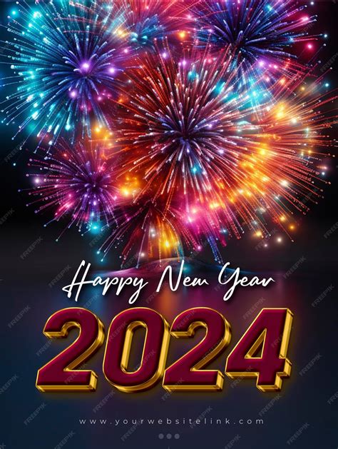 Happy New Year 2024 Fireworks social media post template design ...