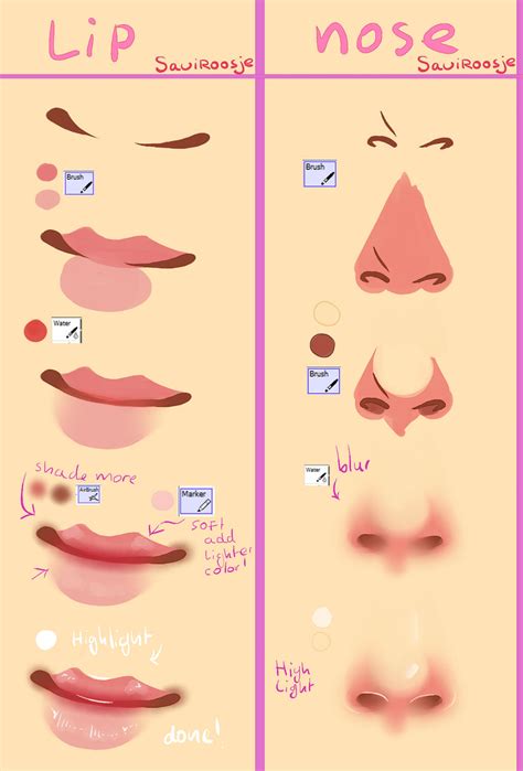 Step by Step - Lips and Nose by Saviroosje on DeviantArt