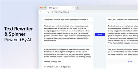 Text Rewriter and Spinner Powered By AI - Copymatic