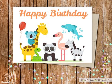 Printable Birthday Cards ,animals Printables,instant Download ,digital ...