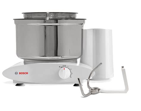 White Bosch Universal Plus Mixer with Stainless Steel Dough Bowl